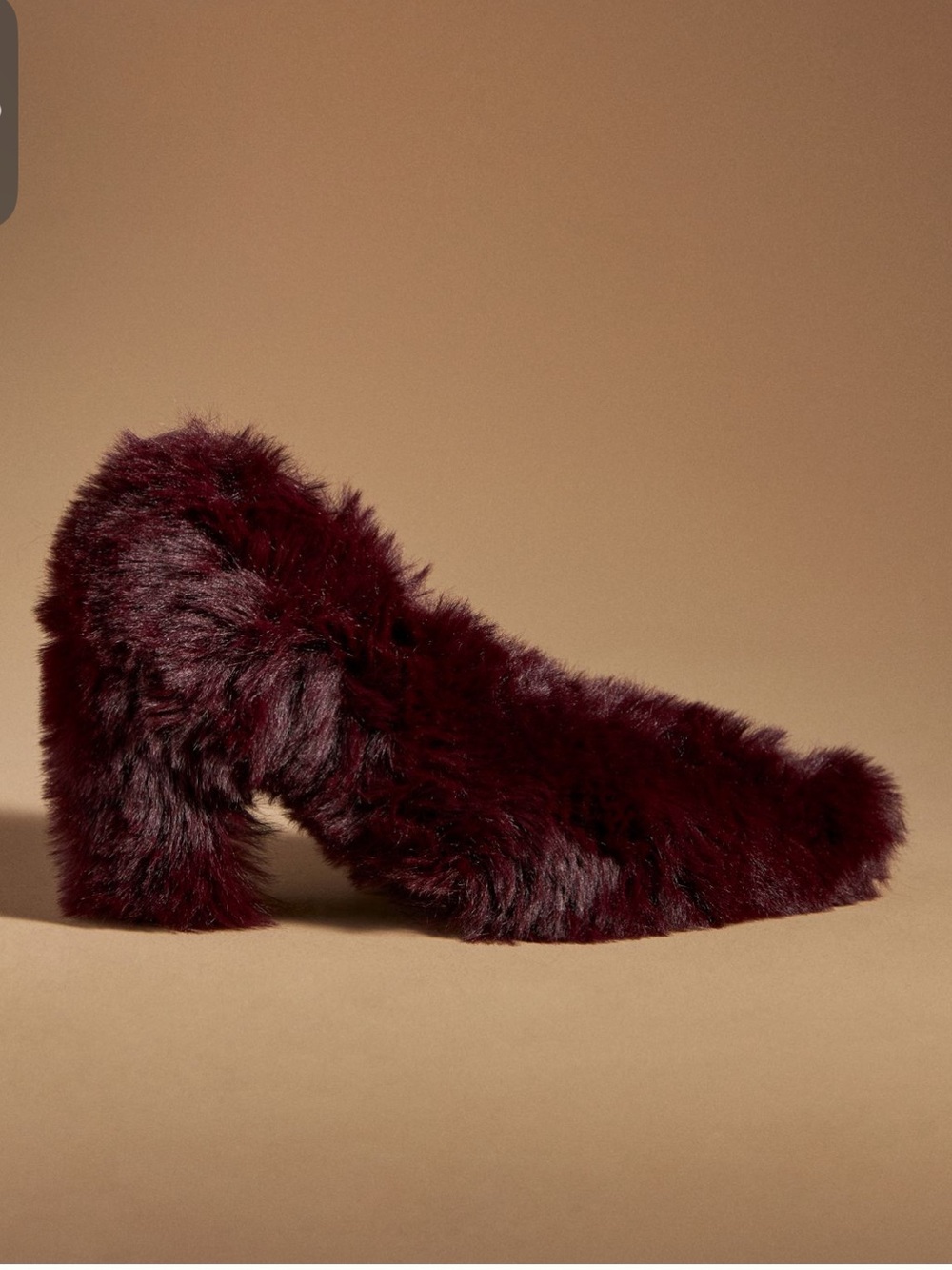 Anthropologie Burgundy Faux-Fur Block Heel Pump